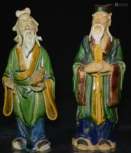 Pair of Chinese Porcelain Mudmen Statues