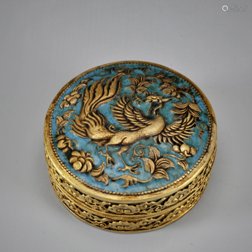 A Gilt-bronze Phoenix Paste Box