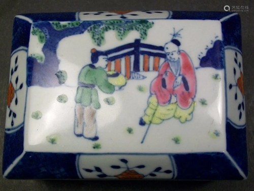 Porcelain A FINE DOUCAI PORCELAIN INK BOX