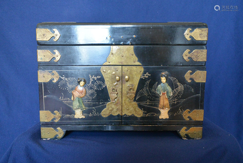 Black lacquer jade carvings Decorative jewelry box