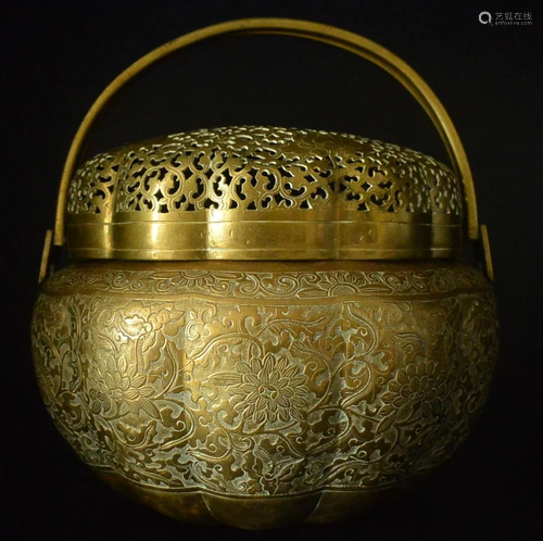 Gilt Copper Artistic Carving Shoulu Qing Dynasty