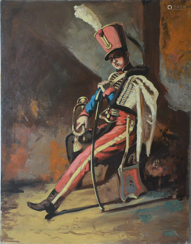 Oil painting,Trumpeter of Hussars after Gericault