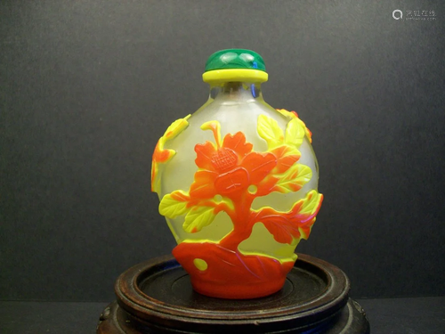 CHROMATOGRAPHY OUTLAID PEKING GLASS SNUFF BOTTLES