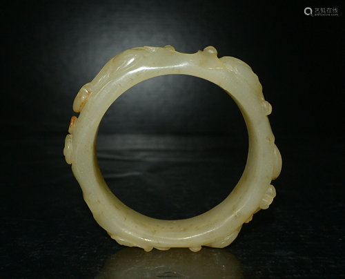 A rare natural HETIAN white jade Seed material carved M