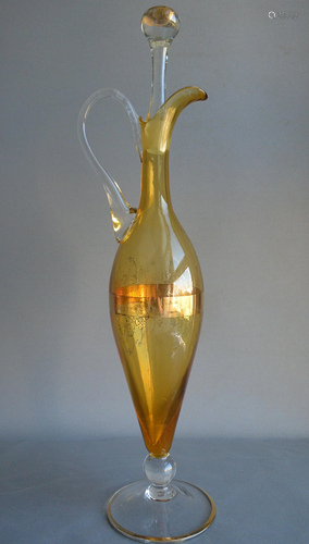 A beautiful western antique glass yellow decanter with