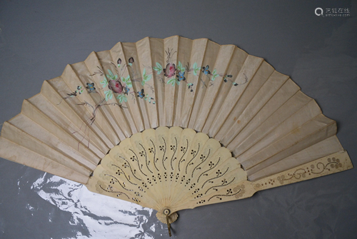 A Century-old antique bone-silk fan