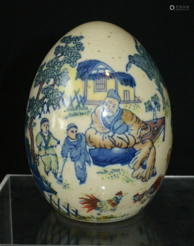 Qing porcelain Dou-Cai color chicken egg ornament