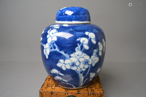 Porcelain，Qing blue and white plum pattern Jar