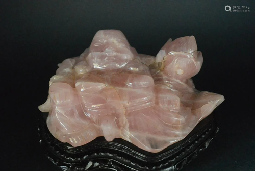 Carved rose quartz Mi-Le-Fe decorative article