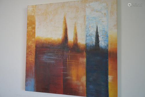 Abstract painting, a painted work on an oil canvas