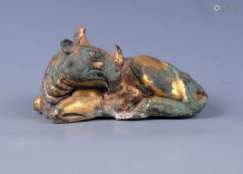 Chinese Bronze Gold Gilded Beast