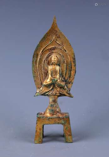 Chinese Bronze Beiwei Gold Gilded Buddha Statue