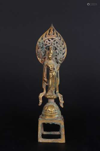 Chinese Bronze Gold Gilded Buddha Statue