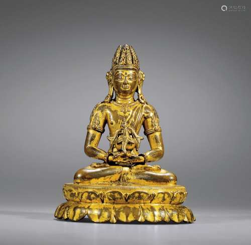 十三世纪 铜鎏金无量寿佛坐像