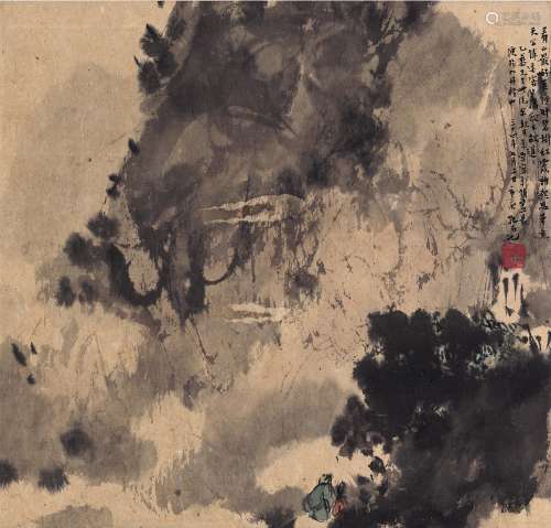 傅抱石（1904～1965） 1945年作 钱昌照诗意图 立轴 设色纸本