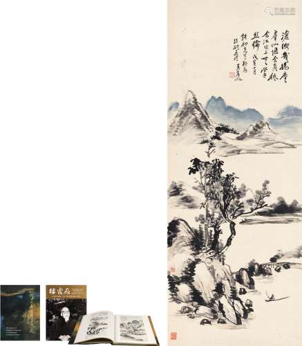 黄宾虹（1865～1955） 1938年作 为帅铭初作 江上垂纶图 立轴 设色纸...