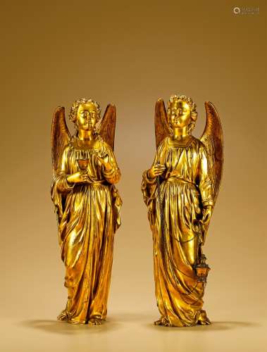 十八世纪制 铜鎏金和平天使 （一对）