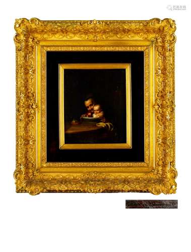 约翰-乔治-迈耶-凡 布勒曼 1856年 沐浴的婴儿 布面油画