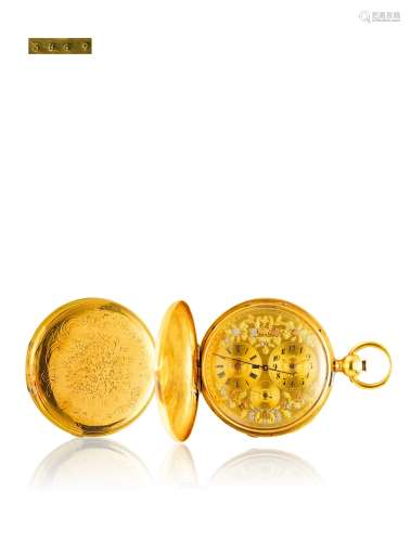 十九世纪制 18K黄金轻浮雕花卉饰怀表