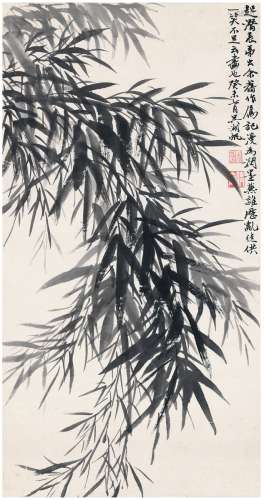 吴湖帆（1894～1968） 1943年作 为顾廷龙作  墨竹图 画心 水墨纸本