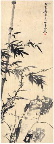 秦仲文（1896～1974） 1945年作 梅兰竹石图 立轴 水墨纸本