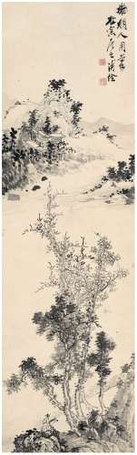 溥佺（1913～1991） 溪山策蹇图 立轴 水墨纸本