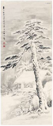 黄君璧（1898～1991） 1941年作 松窗雪景图 画心 水墨纸本