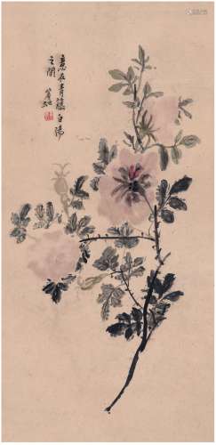 黄宾虹（1865～1955） 富贵图 镜片 设色纸本