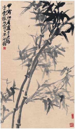 朱屺瞻（1892～1996） 1974年作 墨竹图 镜片 水墨纸本