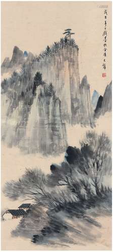 黄君璧（1898～1991） 1948年作 云山林舍图 画心 设色纸本