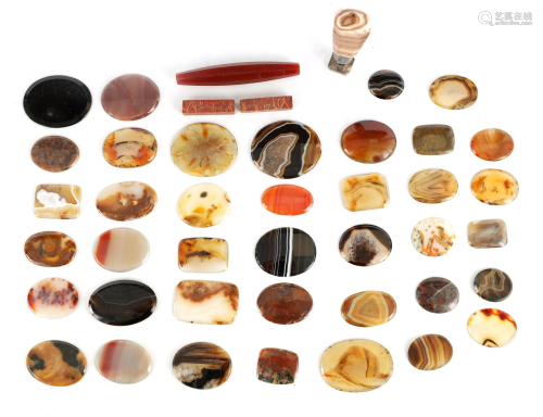 A SELECTION OF 19TH CENTURY AGATE STONE MEDALLIONS