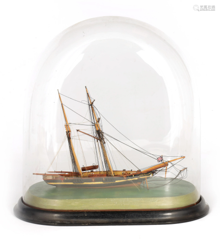 A 19TH CENTURY DIORAMA MODEL OF A SHIP mounted on