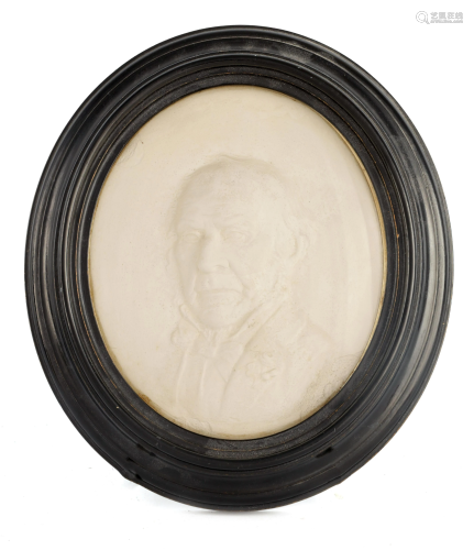 A 19TH CENTURY PLASTER BUST PORTRAIT OF A GENTLEMA