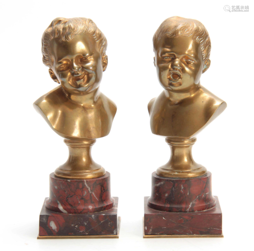 A PAIR OF LATE 19TH CENTURY FRENCH GILT BRONZE BUS