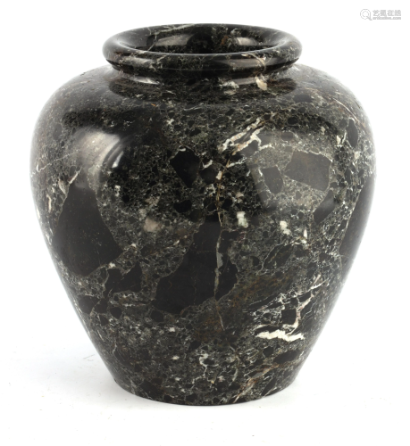 A LATE 19TH CENTURY TURNED MARBLE BULBOUS VASE wit