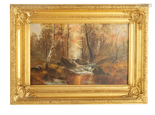 A 19TH CENTURY OIL ON BOARD depicting a river tree