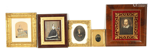 A SELECTION OF FIVE VICTORIAN PORTRAIT PRINTS moun