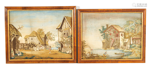 A PAIR OF 19TH CENTURY NEEDLEWORK PICTURES worked