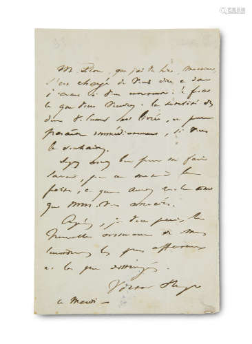 Victor Hugo. Eigenhänder Brief mit