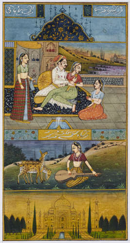 Indien - - Miniaturmalerei mit zwei