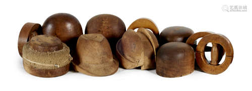 Collection of 12 hat models, some of them multi-piece.