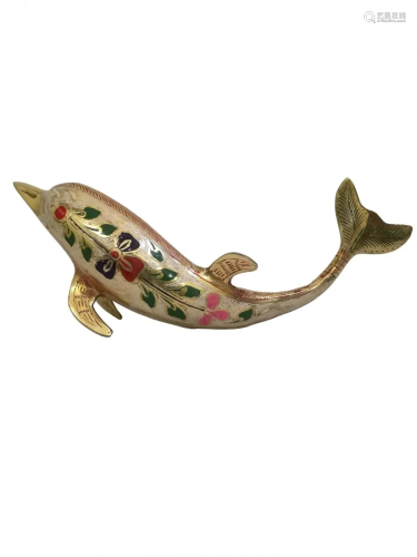 Pure brass playful and adorable dolphin