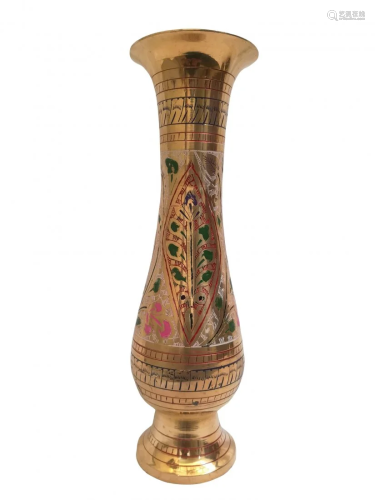 Tall and aesthetic pure brass vase for elegant interior