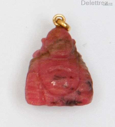 Pendentif « Bouddha » en rhodochrosite. Dimensions : 3 x 2 c...