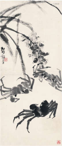 陆抑非（1908～1997） 蠏趣图 立轴 水墨纸本