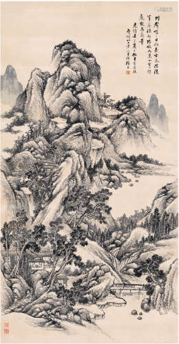 张熊（1803～1886） 1882年作 林隐清话图 立轴 水墨纸本