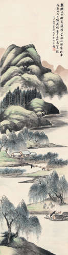 林纾（1852～1924） 1919年作 渔家乐图 立轴 设色纸本