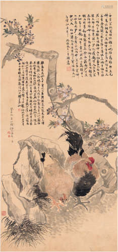 任伯年（1840～1895） 1883年作 双吉图 立轴 设色绢本