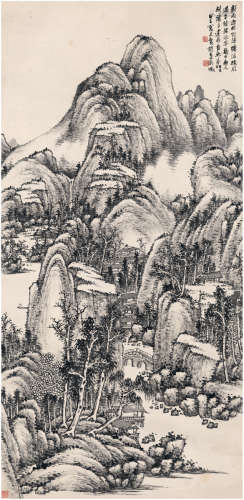 吴征（1878～1949） 1924年作 秋山新雨图 立轴 水墨纸本
