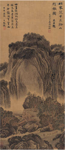 吴湖帆（1894～1968） 1925年作 临范宽溪山行旅图 立轴 设色绢本